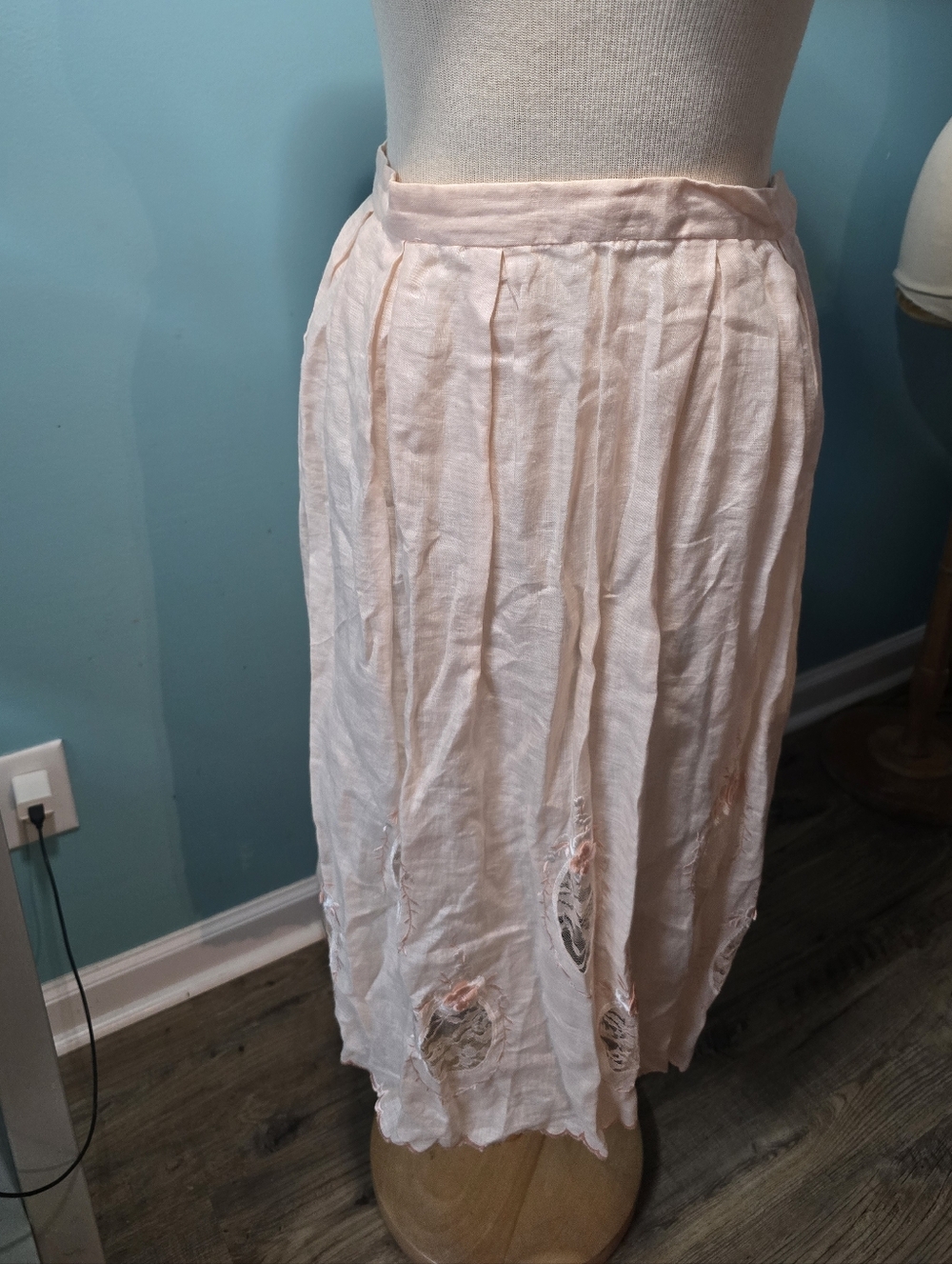 Light Pink Pleated Midi Skirt
